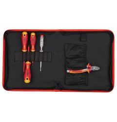 Набор отверток Ergonic SL, PH, PZ (+/-), отвертка тестер сети и диэлектрическиие бокорезы 160 мм в сумке Felo 41390504