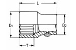 Головка торцевая HEYCO 100-12, 3/4, 12-гранная, 24мм HE-00100002480