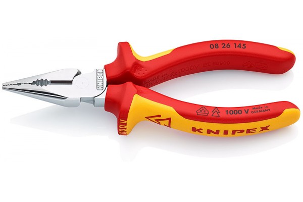 фото Пассатижи KNIPEX 08 26 145, удлиненные, электроизолированные VDE 1000V, 145 мм KN-0826145(KN-0826145), KNIPEX