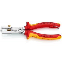 KNIPEX StriX® стриппер-кабелерез 2-в-1 для одно/много/тонкожил.кабеля VDE,рез:кабель Ø15мм,зачистка: Ø5мм,L-180 мм,хром,2-к ручки,страх. крепл.,блист.