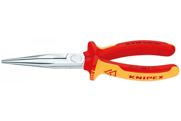 фото Длинногубцы KNIPEX 26 16 200, хромированные, диэлектрические VDE 1000V, 200 мм KN-2616200(KN-2616200), KNIPEX
