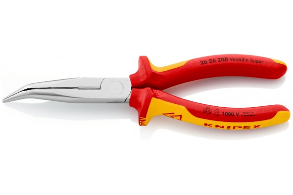 фото Длинногубцы KNIPEX 26 26 200 "Аист", диэлектрические VDE 1000V, угол ∡40°, 200 мм KN-2626200(KN-2626200), KNIPEX