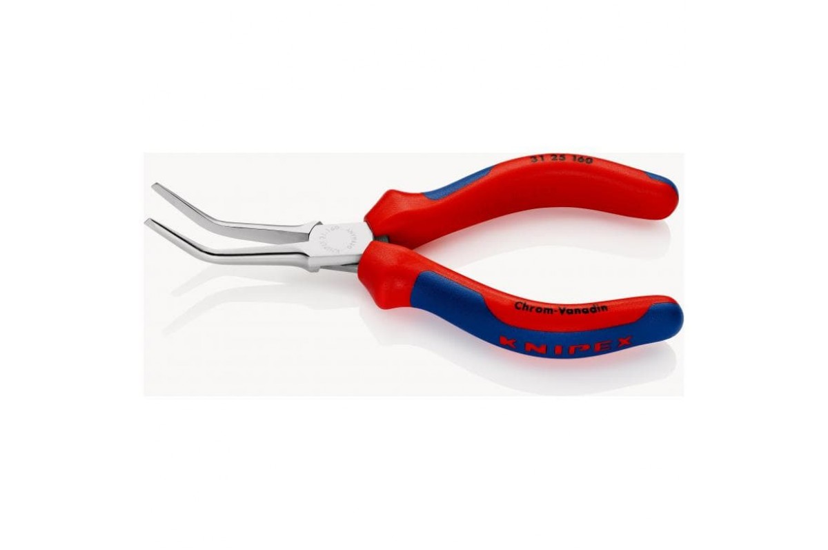 KN-3125160 - Тонкогубцы KNIPEX 31 25 160, двухкомпонентные чехлы,  хромированные, угол ∡45°, 160 мм KN-3125160 купить недорого в Москве, KNIPEX