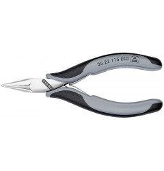 Длинногубцы для электроники KNIPEX 35 22 115 ESD, антистатические, двухкомпонентные чехлы, 115 мм KN-3522115ESD