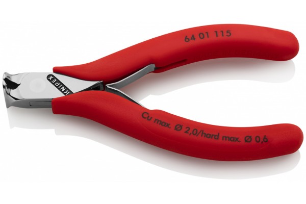 фото Кусачки для электроники KNIPEX 64 01 115, рез с фаской, угол ∡90°, 115 мм KN-6401115(KN-6401115), KNIPEX