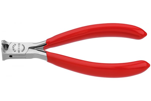 фото Кусачки для электроники KNIPEX 64 11 115, рез без фаски, угол ∡90°, 115 мм KN-6411115(KN-6411115), KNIPEX