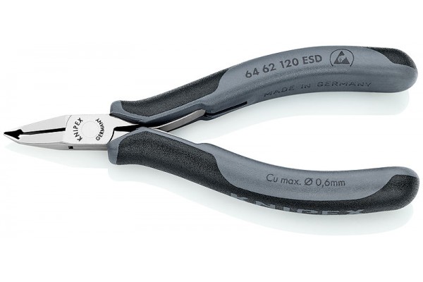 фото Кусачки для электроники KNIPEX 64 62 120 ESD, антистатические, угол ∡65°, 120 мм KN-6462120ESD(KN-6462120ESD), KNIPEX