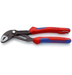 KNIPEX COBRA® клещи переставные с фиксатором, 42 мм (1 1/2"), под ключ 36 мм, L-180 мм, серые, 2-к ручки, страх. крепл., блист.