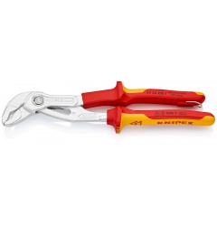 KNIPEX COBRA® клещи переставные с фиксатором, VDE, 50 мм (2"), под ключ 46 мм, L-250 мм, хром, 2-к ручки, крепл. для страх., блист.