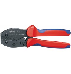 KNIPEX PreciForce® пресс-клещи, изол. и неизол. контакт. гильзы, кол-во гнёзд: 5, 0.25 - 6.0 мм² (23 -10 AWG), L-220 мм, держатель