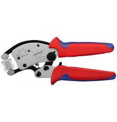 KNIPEX Twistor16 пресс-клещи, квадрат. обжим, самонастр., поворот. головка,гильзы контакт:0.14-16.0 мм²,2-е конц.гильзы 2x6мм²,L-200 мм,хром,держатель