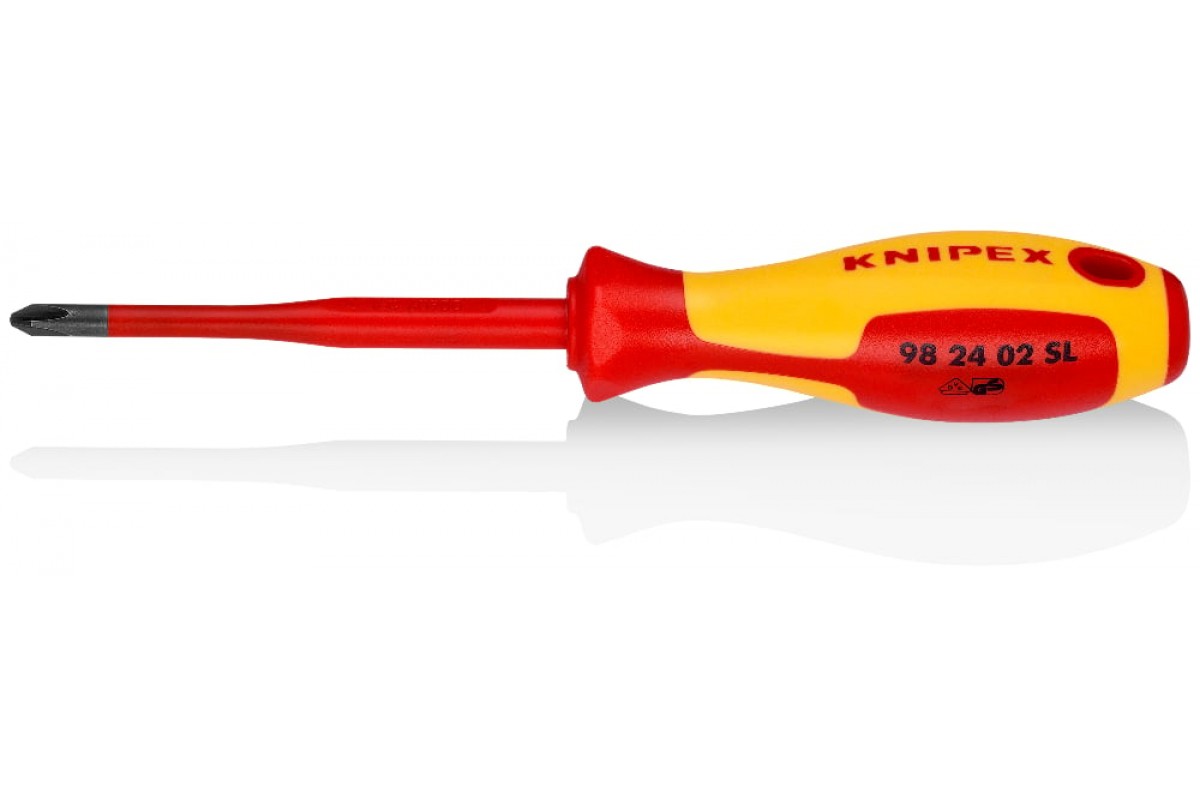 kane40本 KN-982402SL - Крестовая отвертка VDE тонкая Knipex KN-982402sl
