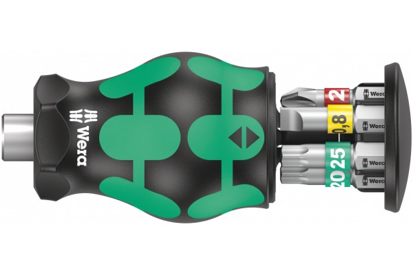 фото Kraftform Kompakt Stubby Magazin 1 короткая ручка-битодержатель с битами, 6 предметов, PH 1/2; TORX® TX 15/20/25; SL 0.8 x 5.5(WE-008873), WERA