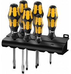 WE-018283 — Набор ударных отвёрток WERA 932 S/6 Kraftform шлиц и Phillips с внутренним четырёхгранным зажимом, 6 предметов
