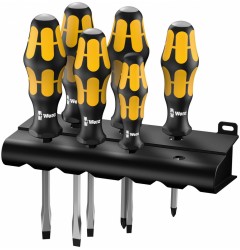 WE-018287 — Набор ударных отвёрток WERA 932/918/6 Kraftform шлиц и Pozidriv, с держателем, 6 предметов