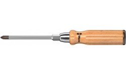 фото WE-018350 — Отвёртка WERA 935 SPH с деревянной ручкой, крестовая Phillips, вспомогательный шестигранник, PH 1 x 90 mm (WE-018350])