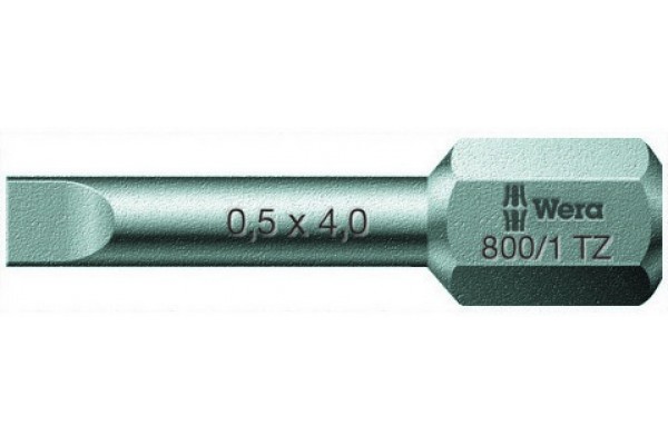 фото WE-056203 — Бита шлицевая с закалкой до вязкой твёрдости с амортизационной зоной Torsion, WERA 800/1 TZ, 0.5 x 4.0 x 25 mm(WE-056203), WERA