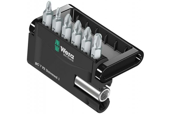 фото WE-056296 — Набор бит Pozidriv с битодержателем WERA Bit-Check 7 PZ Universal 1, 7 предметов(WE-056296), WERA