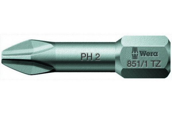 фото WE-056510 — Бита крестовая Phillips с зоной кручения Torsion WERA 851/1 TZ, PH 1 x 25 mm, PH 2 x 25 mm(WE-056510), WERA