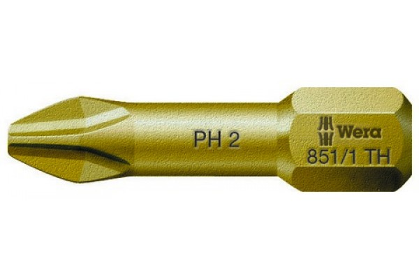 фото WE-056605 — Бита крестовая Phillips особо твёрдая с зоной кручения Torsion WERA 851/1 TH, PH 1 x 25 mm(WE-056605), WERA