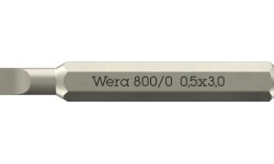 800/0 Micro Slotted Бита шлицевая, SL 0.50 x 3.0 x 30 мм, хвостовик шестигранный 5/32" C4.0 (4 мм)