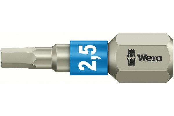 фото WE-071072 — Бита шестигранная Hex-Plus из нержавеющей стали WERA 3840/1 TS, 2.5 x 25 mm(WE-071072), WERA