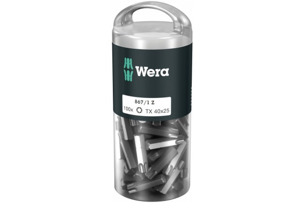 фото WE-072452 — Набор бит WERA 867/1 TORX DIY 100, TX 40 x 25 mm (100 шт.)(WE-072452), WERA