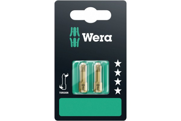 фото WE-073371 — Биты в блистерной упаковке WERA 855/1 TH SB PZ2, PZ 2 x 25 mm(WE-073371), WERA