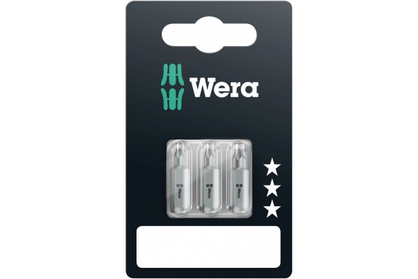фото WE-073375 — Биты в блистерной упаковке WERA 867/1 SB TORX Насадки, TX 10 und 15 und 20 x 25 mm(WE-073375), WERA