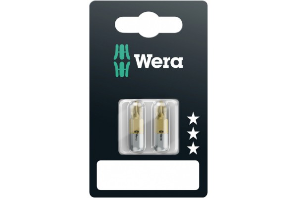 фото WE-073517 — Биты в блистерной упаковке WERA 855/1 TiN SB PZ2, PZ 2 x 25 mm(WE-073517), WERA