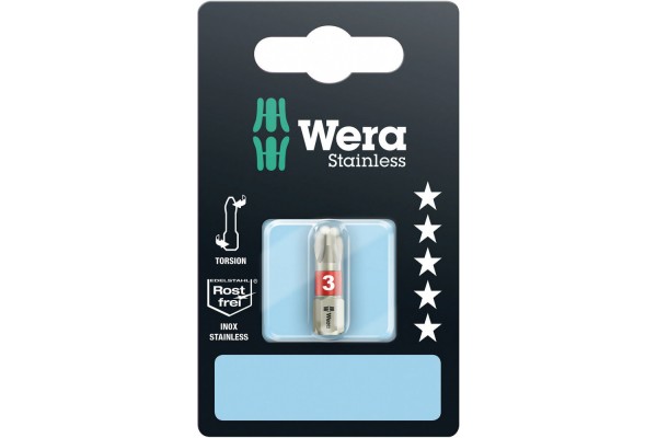 фото WE-073612 — Биты в блистерной упаковке WERA 3851/1 TS SB PH 3, PH 3 x 25 mm(WE-073612), WERA