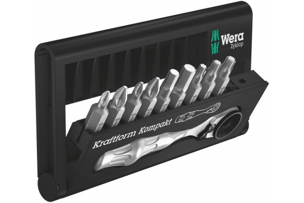 фото WE-073645 — Набор бит WERA Bit Check + Bit Ratsche 9 SB, 10 предметов(WE-073645), WERA