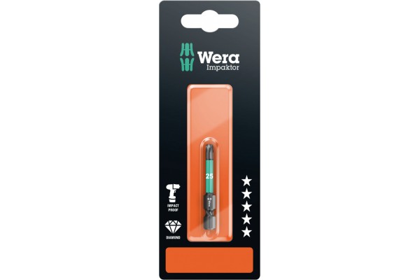 фото WE-073965 — Биты ударные в блистерной упаковке WERA WERA 867/4 IMP DC Impaktor SB TX 25, TX 25 x 50 mm(WE-073965), WERA