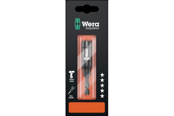 фото WE-073990 — Битодержатель ударный в блистерной упаковке WERA 897/4 IMP R, 1/4 дюйм x 75 mm(WE-073990), WERA