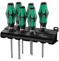 WE-105622 — Набор отвёрток WERA 335/350/355/6 шлиц, Phillips и Pozidriv с лазерной насечкой, 6 предметов