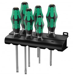 WE-105656 — Набор отвёрток WERA 334/355/6 Rack с лазерной насечкой, шлиц и Pozidriv, 6 предметов