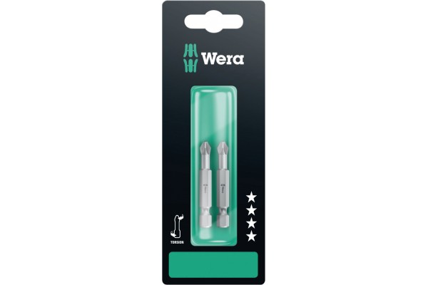 фото WE-134385 — Биты в блистерной упаковке WERA 855/4 TZ SB PZ2, PZ 2 x 50 mm(WE-134385), WERA