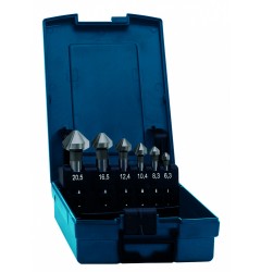 Набор зенковок конических, 5 предметов, DIN 335 C, HSS TiN, 90°, тип C, d 6.3 / 10.4 / 16.5 / 20.5 / 25.0 мм, 3 U-образные стружечные канавки