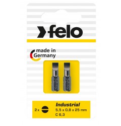 Бита шлицевая плоская 5,5X0,8X25, 2 шт в блистере Felo 02051036