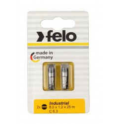 Бита Плоская шлицевая 8X1,2X25, серия Industrial, 2шт в блистере Felo 02080036