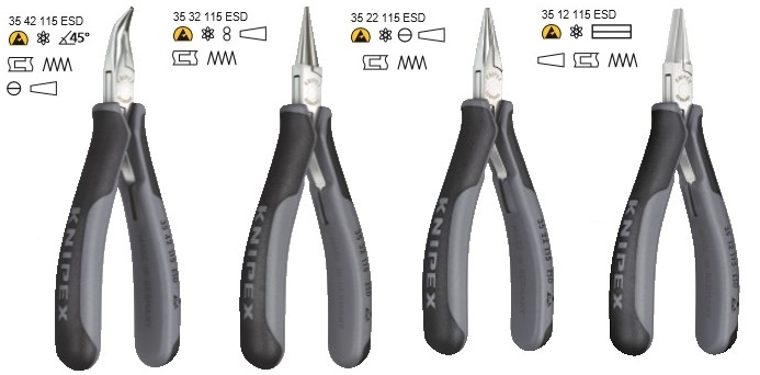 KNIPEX, KN-3532115ESD, Плоскогубцы захватные для электроники электростатические 35 32 115 ESD