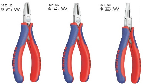 KNIPEX, KN-3612130, Плоскогубцы монтажные для электроники 36 12 130