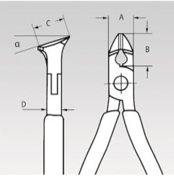 KNIPEX, KN-6212120, Кусачки угловые для электроники 62 12 120