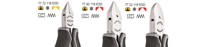 KNIPEX, KN-7772115ESD, Кусачки диагональные для электроники, антистатические 77 72 115 ESD