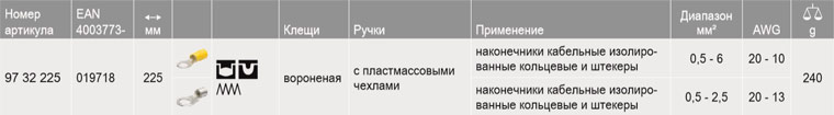 KNIPEX, KN-9732225, Клещи зажимные для опрессовки 97 32 225
