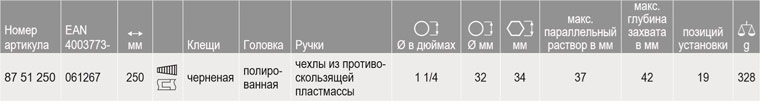 KNIPEX, KN-8751250, Сантехнические клещи, особо тонкие и удлиненные KNIPEX 87 51 250